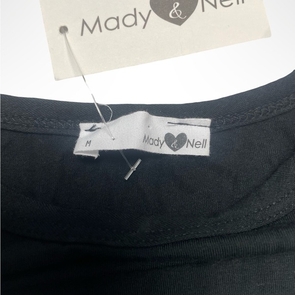 Mady & Nell "bride" Women's Black Cropped  Short Sleeve Shirt; Size Medium - Picture 2 of 4